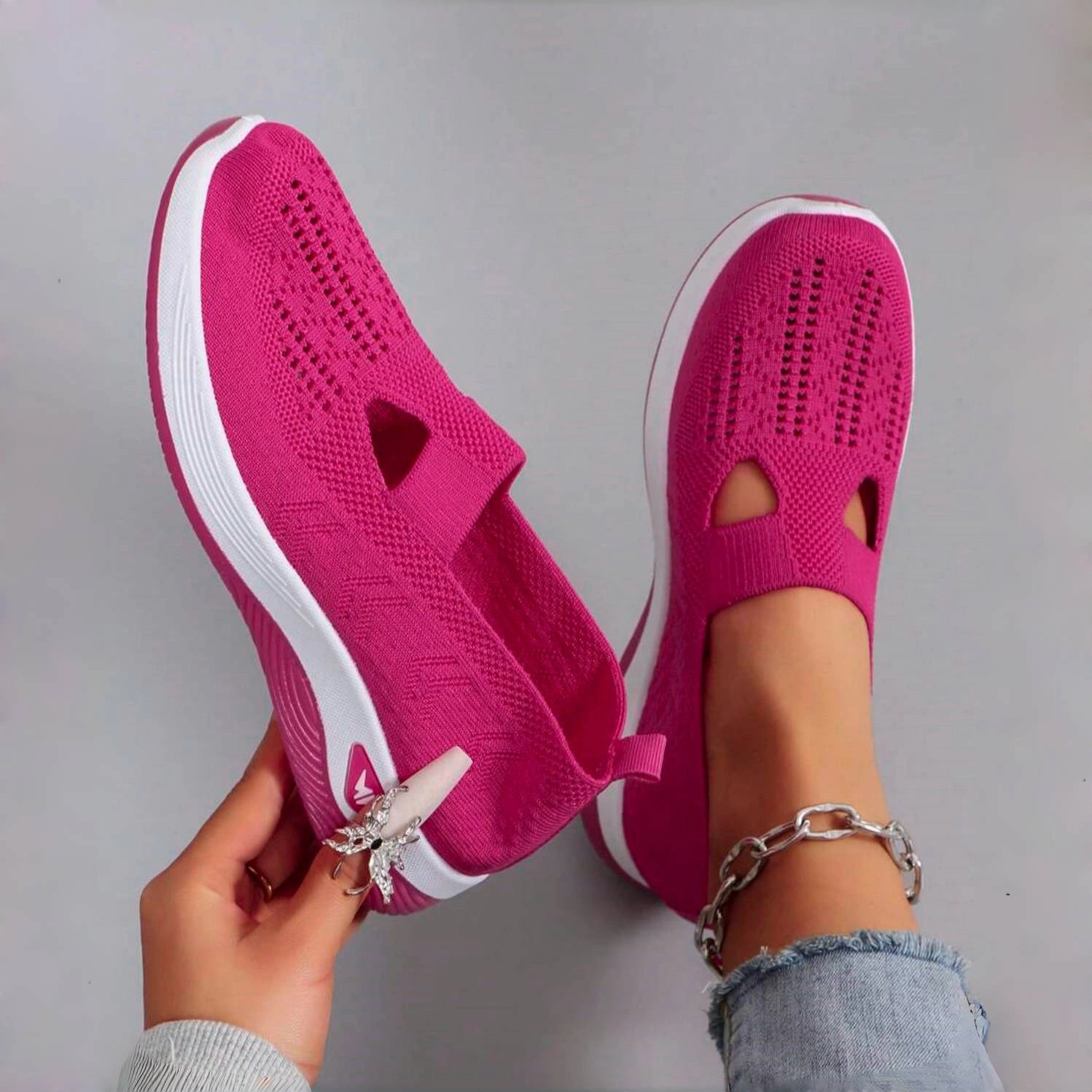 Women's comfortable breathable knitted sneakers