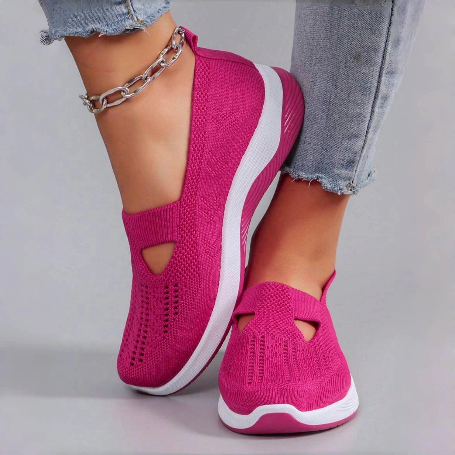 Women's comfortable breathable knitted sneakers